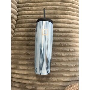 Iron Flask Tumbler 20 oz Stainless Steel Marble Blue Straw Lid‎